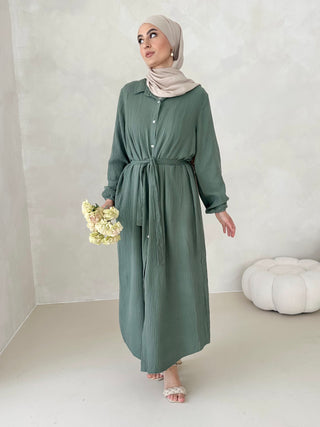 Musselin Kleid MIT GÜRTEL