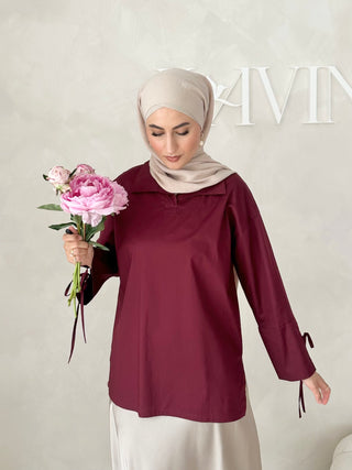 Basic Bluse mit Schnürdetail