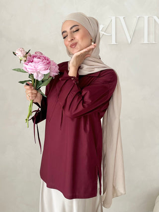 Basic Bluse mit Schnürdetail