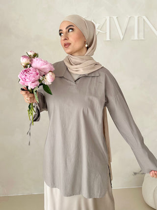 Basic Bluse mit Schnürdetail