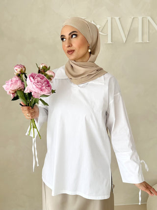 Basic Bluse mit Schnürdetail