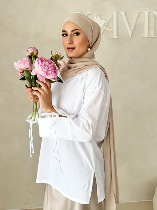 Basic Bluse mit Schnürdetail