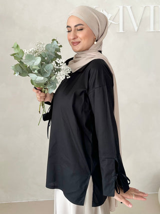 Basic Bluse mit Schnürdetail