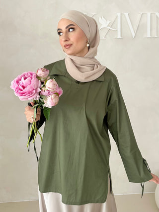 Basic Bluse mit Schnürdetail