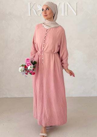 Musselin Kleid MIT Knopfdetails