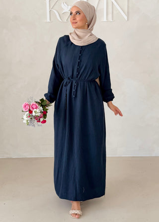 Musselin Kleid MIT Knopfdetails