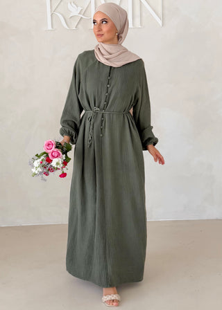Musselin Kleid MIT Knopfdetails