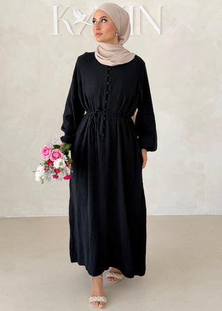 Musselin Kleid MIT Knopfdetails