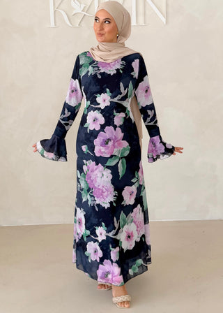Blumen Chiffon Kleid