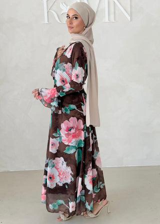 Blumen Chiffon Kleid