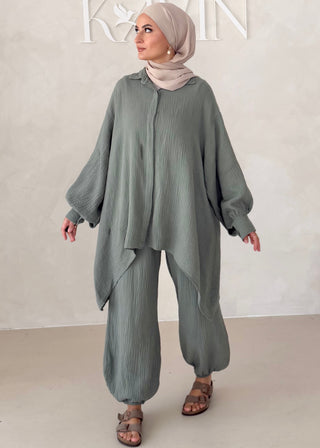 Musselin Zweiteiler BLUSE MIT HOSE