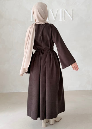 Samt-Optik Kleid mit breiten Ärmeln