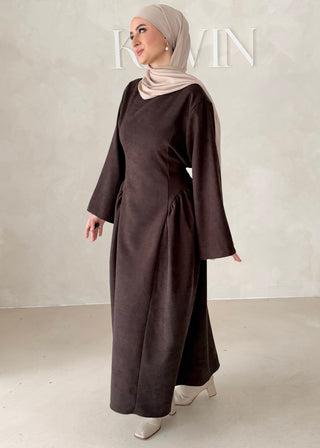 Samt-Optik Kleid mit breiten Ärmeln