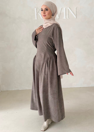 Samt-Optik Kleid mit breiten Ärmeln