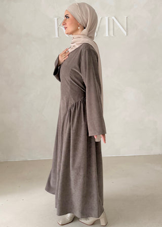 Samt-Optik Kleid mit breiten Ärmeln