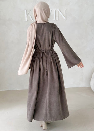 Samt-Optik Kleid mit breiten Ärmeln