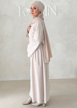 Samt-Optik Kleid mit breiten Ärmeln