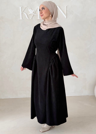 Samt-Optik Kleid mit breiten Ärmeln
