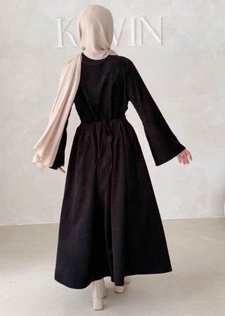 Samt-Optik Kleid mit breiten Ärmeln