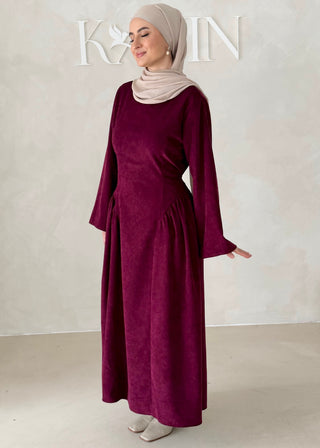 Samt-Optik Kleid mit breiten Ärmeln