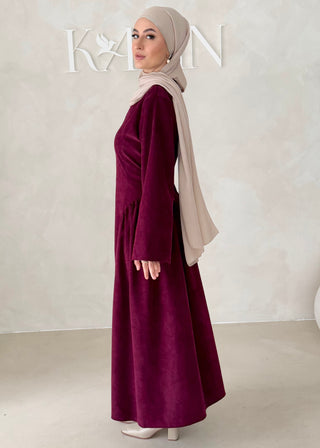 Samt-Optik Kleid mit breiten Ärmeln
