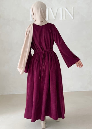 Samt-Optik Kleid mit breiten Ärmeln