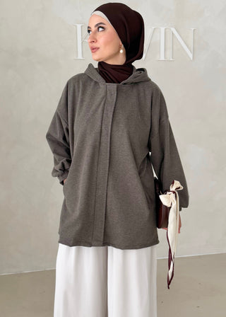 MIDI Jacke mit Reisverschluss und Kapuze