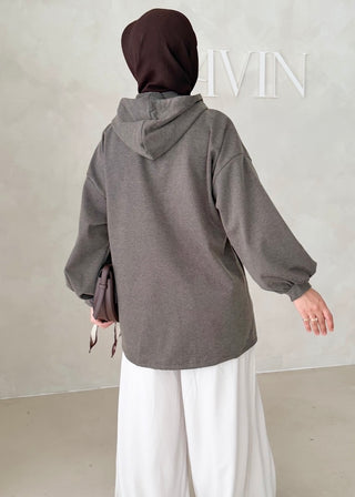 MIDI Jacke mit Reisverschluss und Kapuze