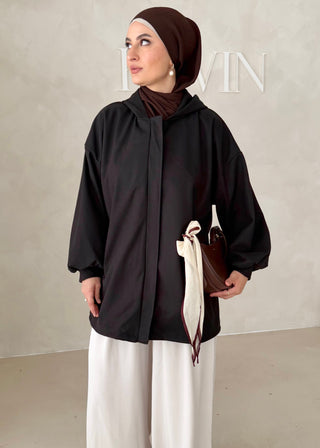 MIDI Jacke mit Reisverschluss und Kapuze