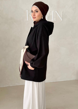 MIDI Jacke mit Reisverschluss und Kapuze