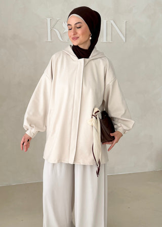 MIDI Jacke mit Reisverschluss und Kapuze