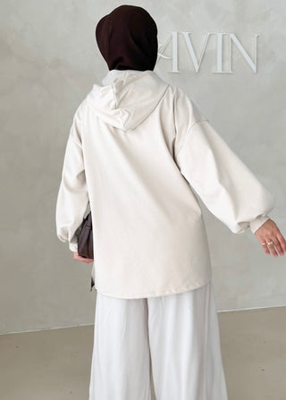 MIDI Jacke mit Reisverschluss und Kapuze