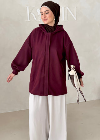 MIDI Jacke mit Reisverschluss und Kapuze
