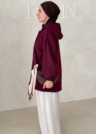 MIDI Jacke mit Reisverschluss und Kapuze