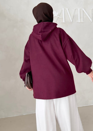 MIDI Jacke mit Reisverschluss und Kapuze