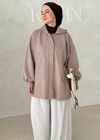 MIDI Jacke mit Reisverschluss und Kapuze