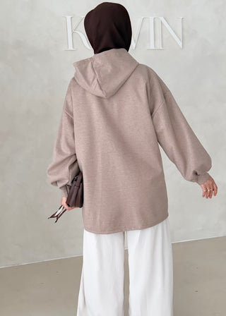 MIDI Jacke mit Reisverschluss und Kapuze