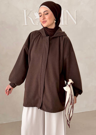 MIDI Jacke mit Reisverschluss und Kapuze