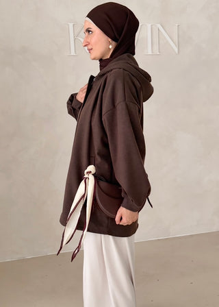 MIDI Jacke mit Reisverschluss und Kapuze