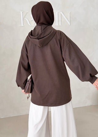 MIDI Jacke mit Reisverschluss und Kapuze