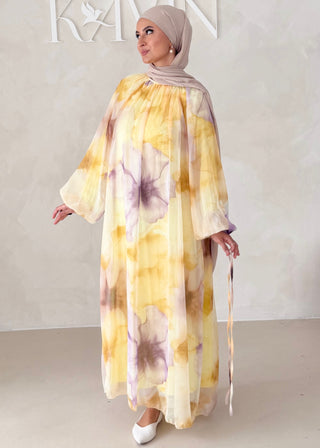 Geblümtes Chiffon Maxikleid