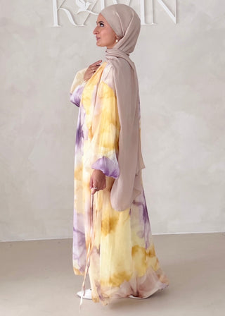 Geblümtes Chiffon Maxikleid