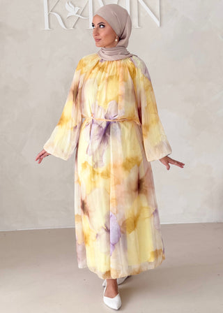 Geblümtes Chiffon Maxikleid