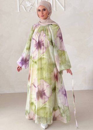 Geblümtes Chiffon Maxikleid