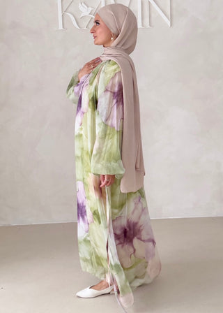 Geblümtes Chiffon Maxikleid