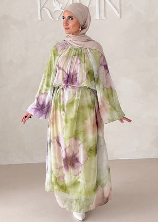 Geblümtes Chiffon Maxikleid