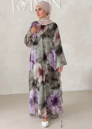 Geblümtes Chiffon Maxikleid