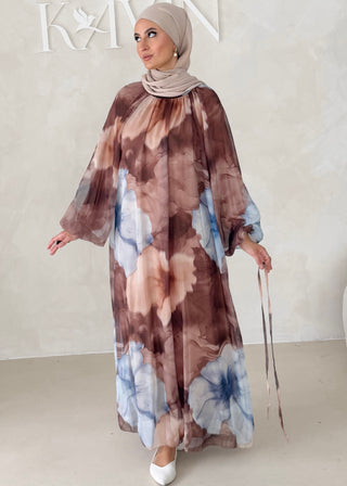 Geblümtes Chiffon Maxikleid