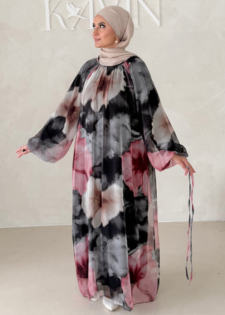 Geblümtes Chiffon Maxikleid
