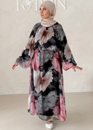 Geblümtes Chiffon Maxikleid